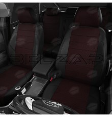 Авточехлы ГАЗель Next (1 низкий,  2 высоких) экокожа-жаккард красная точка комплект AVTOLIDER