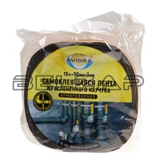 Скотч 50x5мм 15м черный из вспененного каучука, 302-074, AVIORA